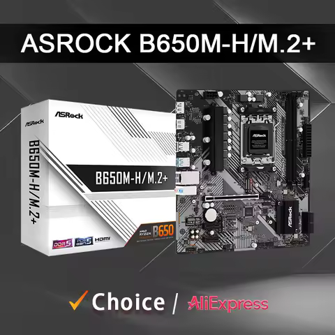 ASROCK B650M-H/M.2+ New Motherboard, AM5, LGA 1718, AMD B650, Micro ATX, DDR5, PCIe 4.0 M.2, LAN,6+1+1 Power Phase