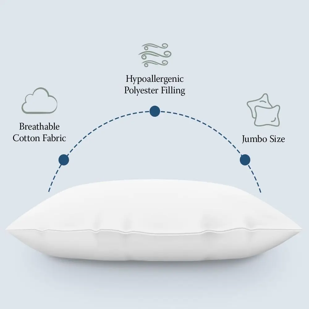 10-Pack Set o Hotel Style Hypoallergenic Down Alternative Bed Pillows – Stand/Queen Jumbo Size, 20” x 28” – Sot/Medium Density,
