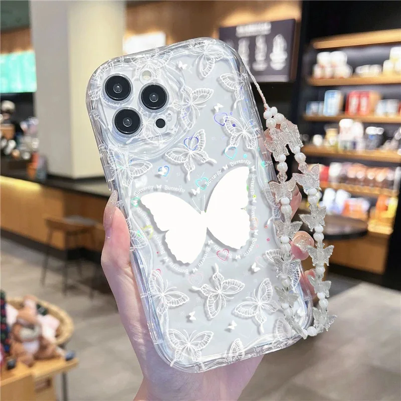 حافظة ليزر على شكل فراشة لهاتف Xiaomi Redmi 9C 9A 9T 10C 13C 9 12C 10 4G K50 Pro Mi 13 11 12 Lite 13T 12T Pro 14 غطاء هاتف من البولي يوريثان