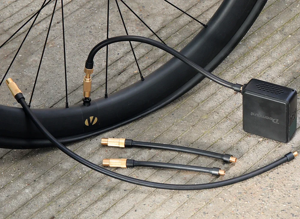 Fahrrad 8V1 Gewindeschlauch Schrader Presta 2-in-1 Luftpumpe für Reifen 17/30/50CM EPDM-Schlauch Fahrradreifen-Luftanschluss – Detail 11