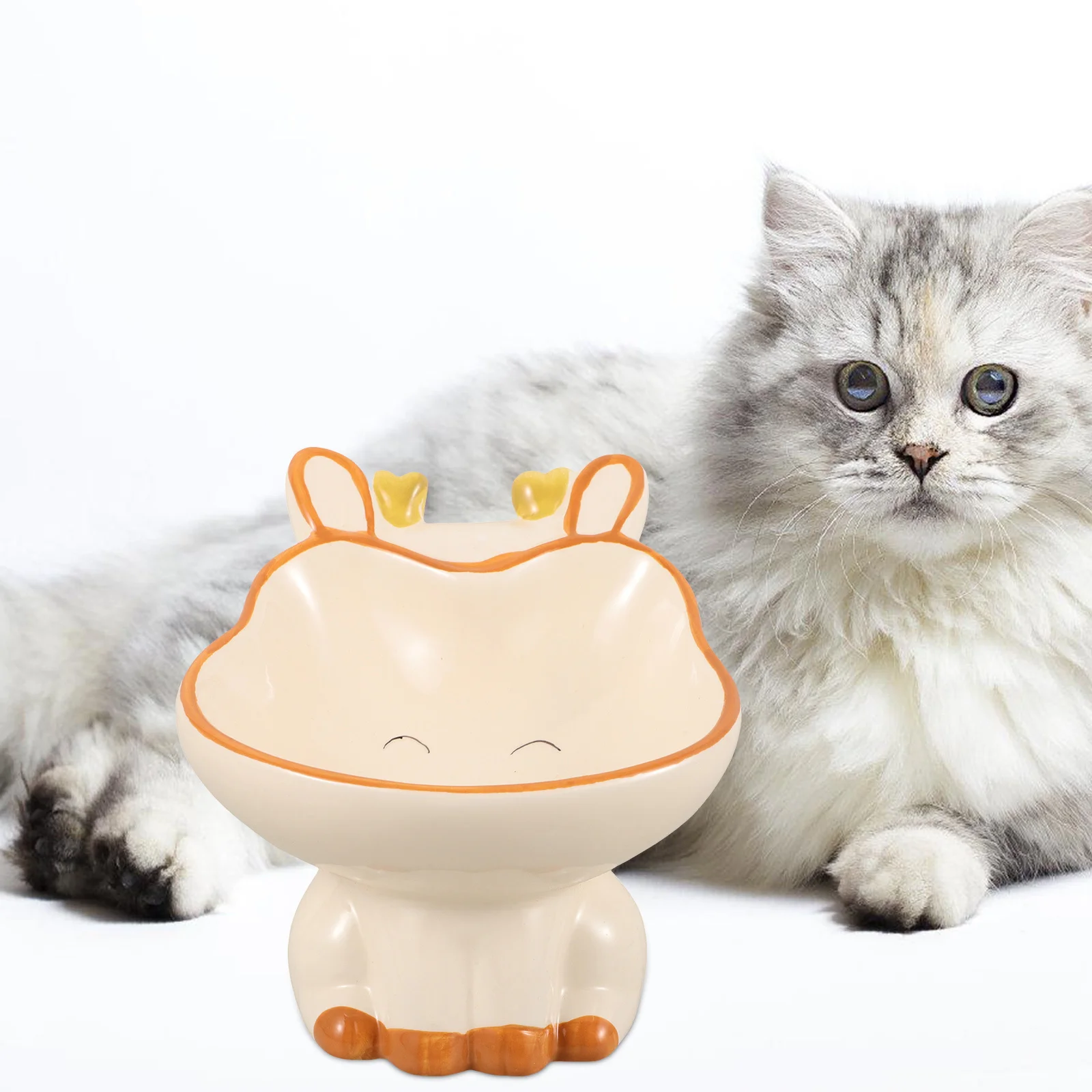 

Raised Ceramic Cat Bowls Elevated Tilted for Better Digestion and Posture Ideal for Indoor Cats Kitten Feeder Non Spill Food