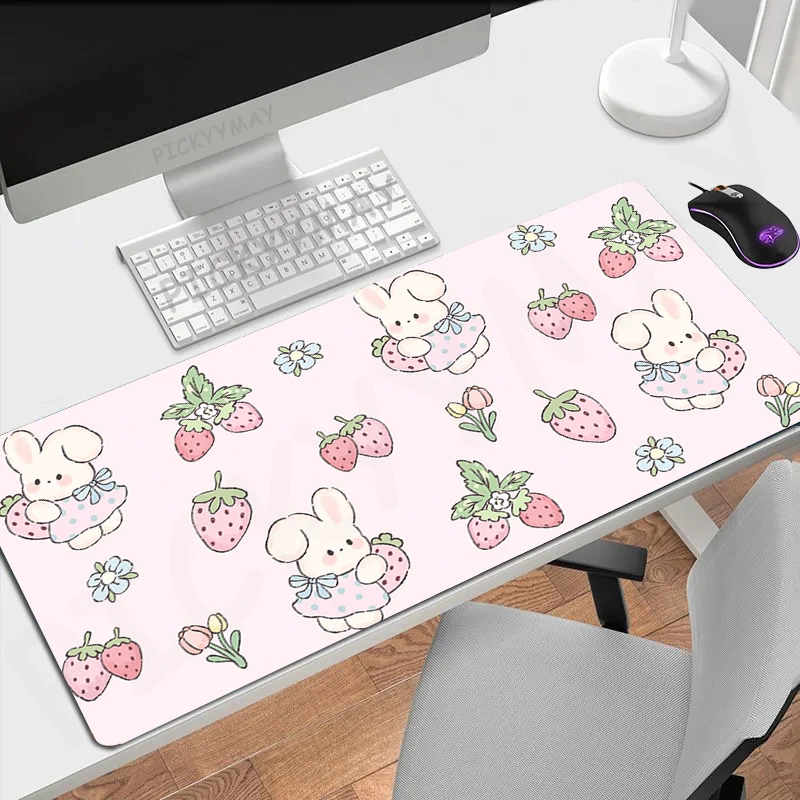 Cute Rabbit Gamer Mousepad Non-Slip Mouse Pad Large Mouse Mat Natural Rubber Desk Rug PC Desk Mats Design Mousepads 100x50cm