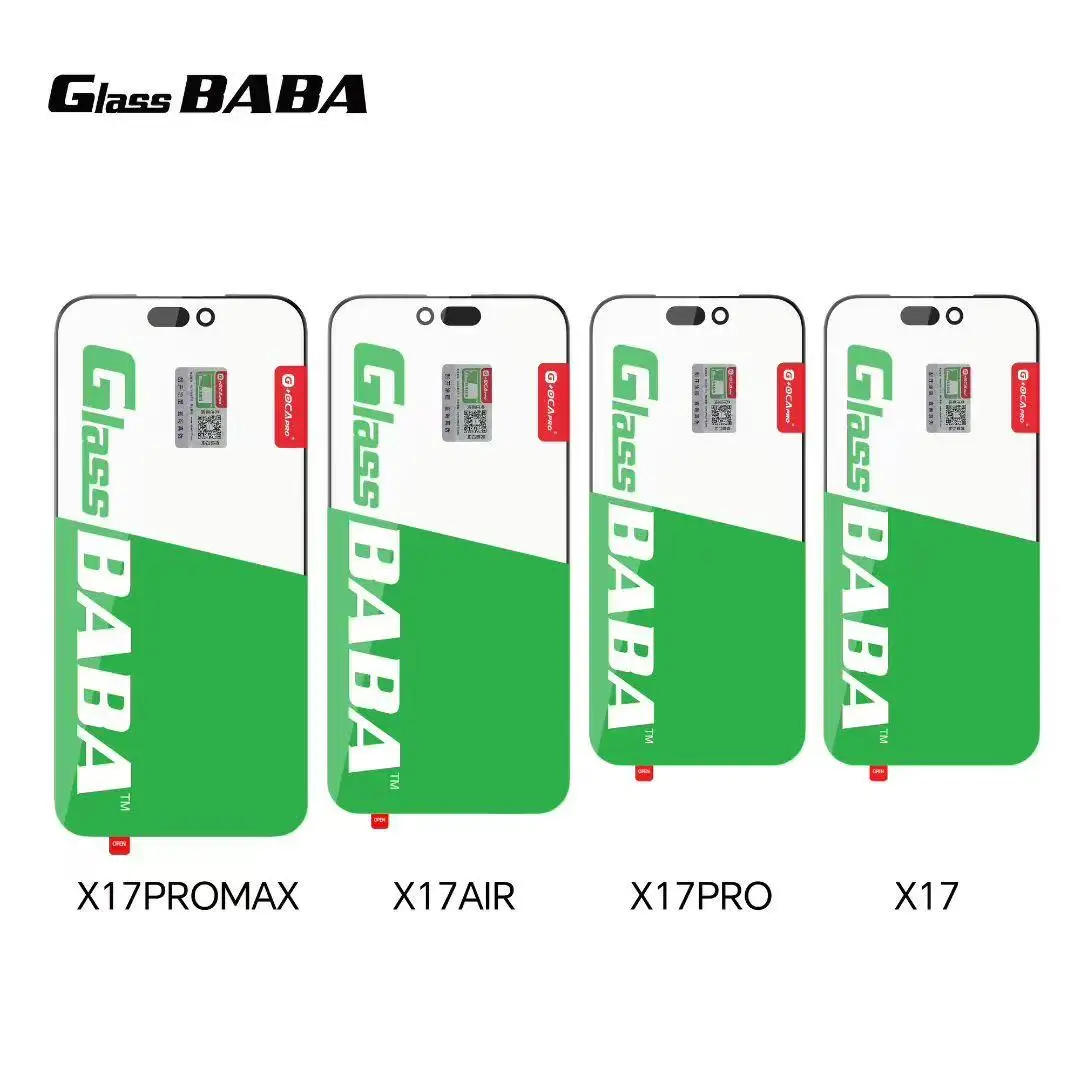 5 قطعة زجاج بابا G + OCA زجاج + OCA 2in1 آيفون 17 17AIR 17promax 12 13 11 14 plus 15 16 pro max X XS XR MAX LCD تعمل باللمس