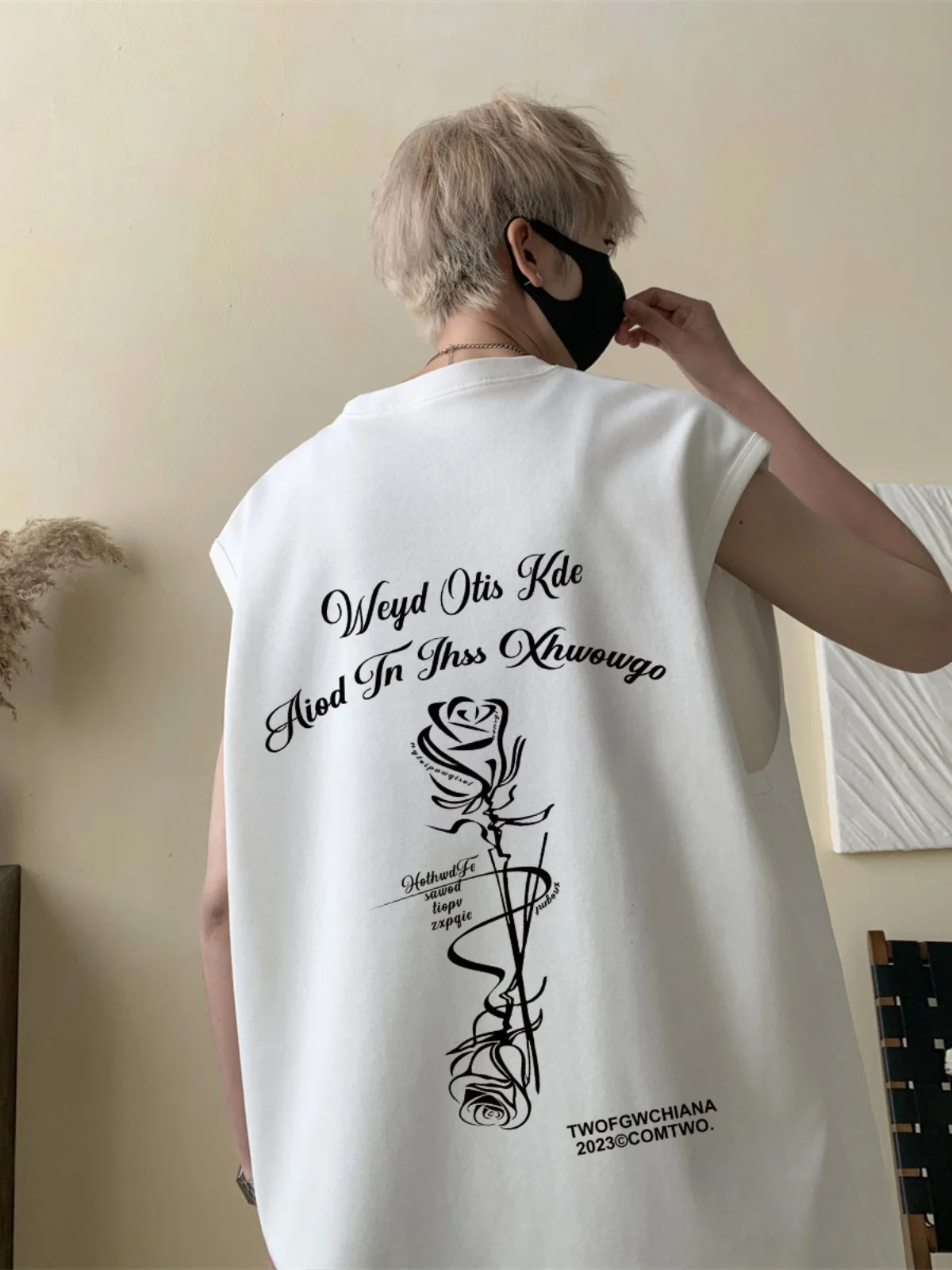 

Хлопковая летняя майка с принтом роз, мужская повседневная спортивная футболка, дышащая, модная, в американском стиле, свободного кроя