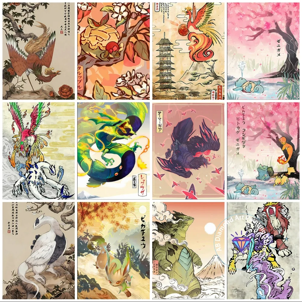 

Rayquaza Pikachu Gengar Charizard AB Diamond Painting Kit Square Round Diamond 5D DIY Mosaic Handmade Art Adult Gift Home Decor