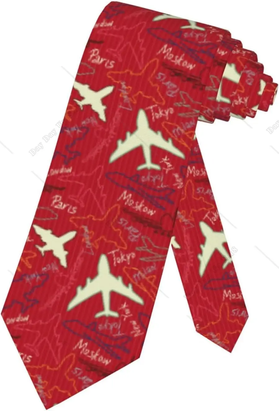 Plane Red Holiday Work Men‘s Neckties Novelty Skinny Ties for Men Gifts for Office Holiday Party, One Size Neck Tie One Size