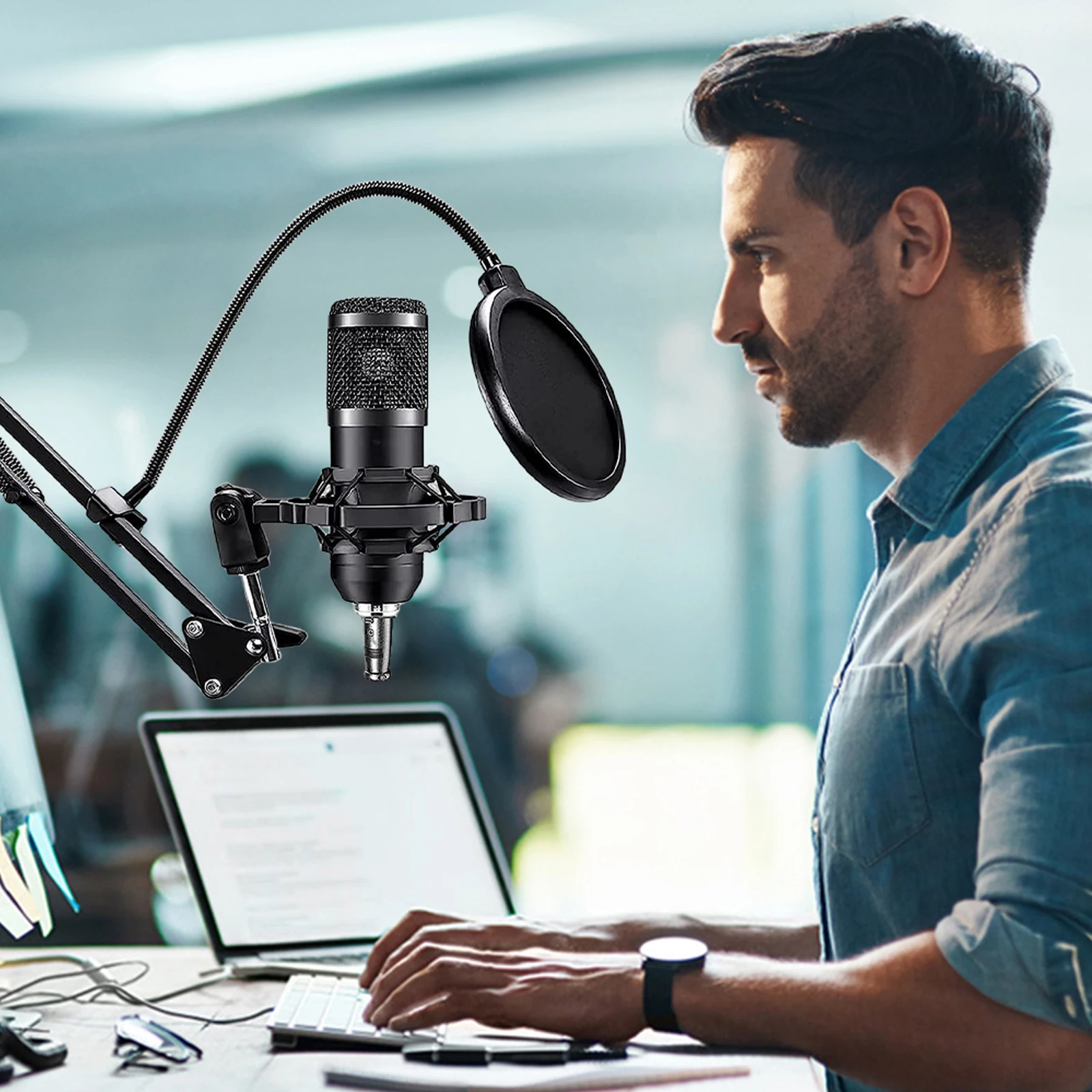 

All-in-One Recording Equipment Audio Mixer Voice Changer Microphone Kit with BM800 Microphone for Music/Recording Live Streaming