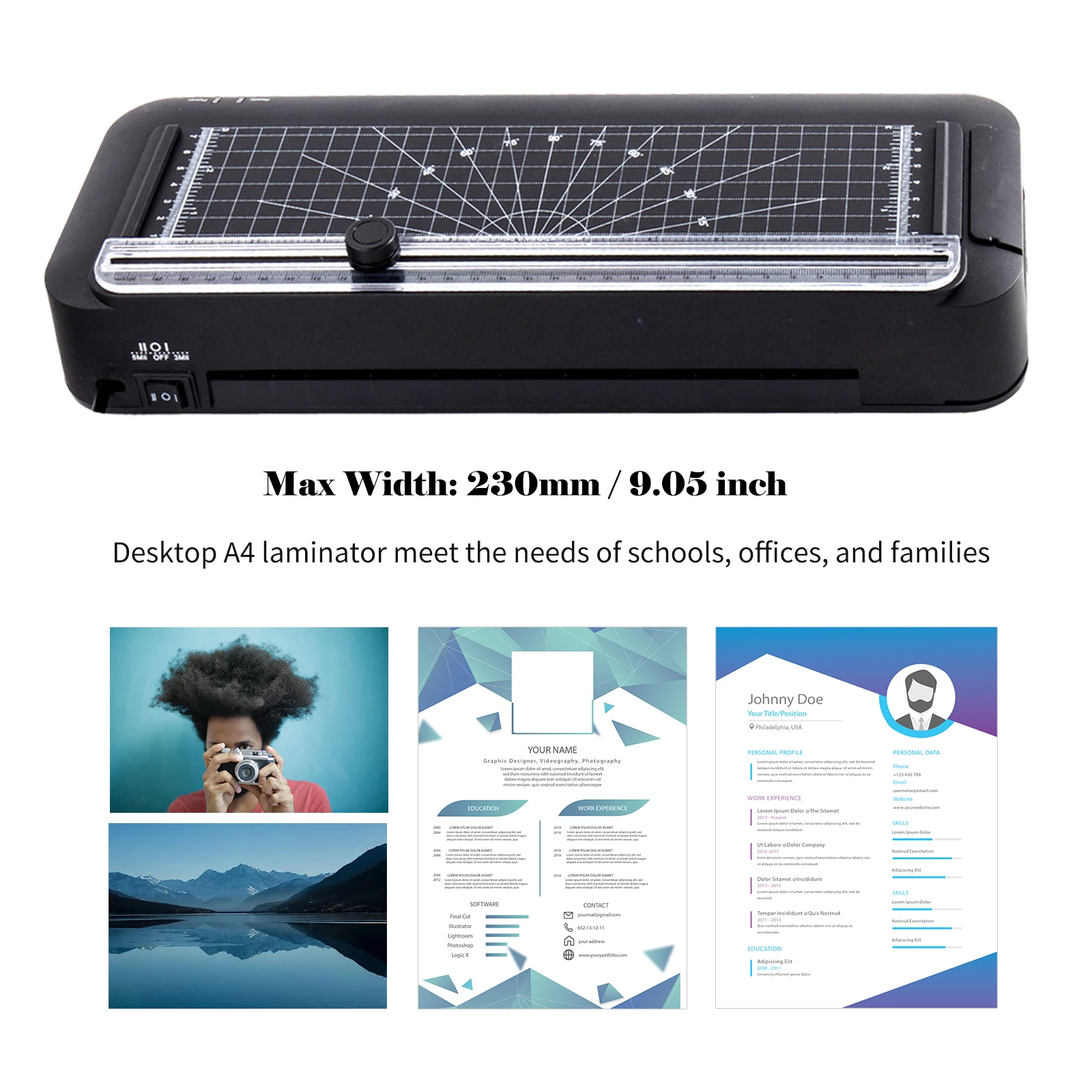 A4 Laminator Machine Thermal Laminator Desktop with Laminating Punching Paper Cutting Function Automatic Laminator Paper Trimmer