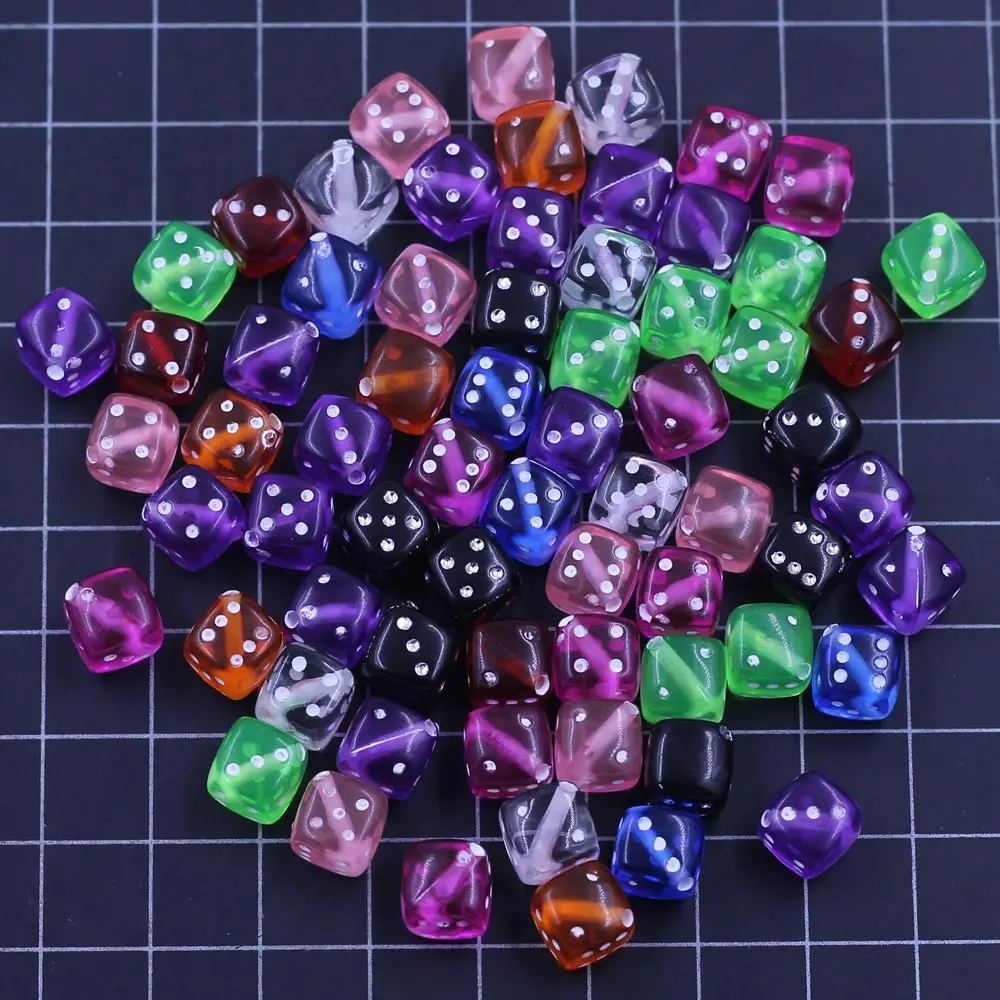 50 Stück Spacer Perlen Würfel Würfel Acryl Punkt bunt transparent für Charms Halskette Schmuck Dekoration Armbänder DIY Erkenntnisse 9 mm – Detail 3