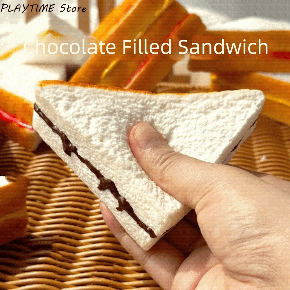 Prank Decoration Simulation Sandwich Squishy Toy Slow Rising Soft Elastic Sandwich Squeeze Toy Realistic Sensory Fidget Bread