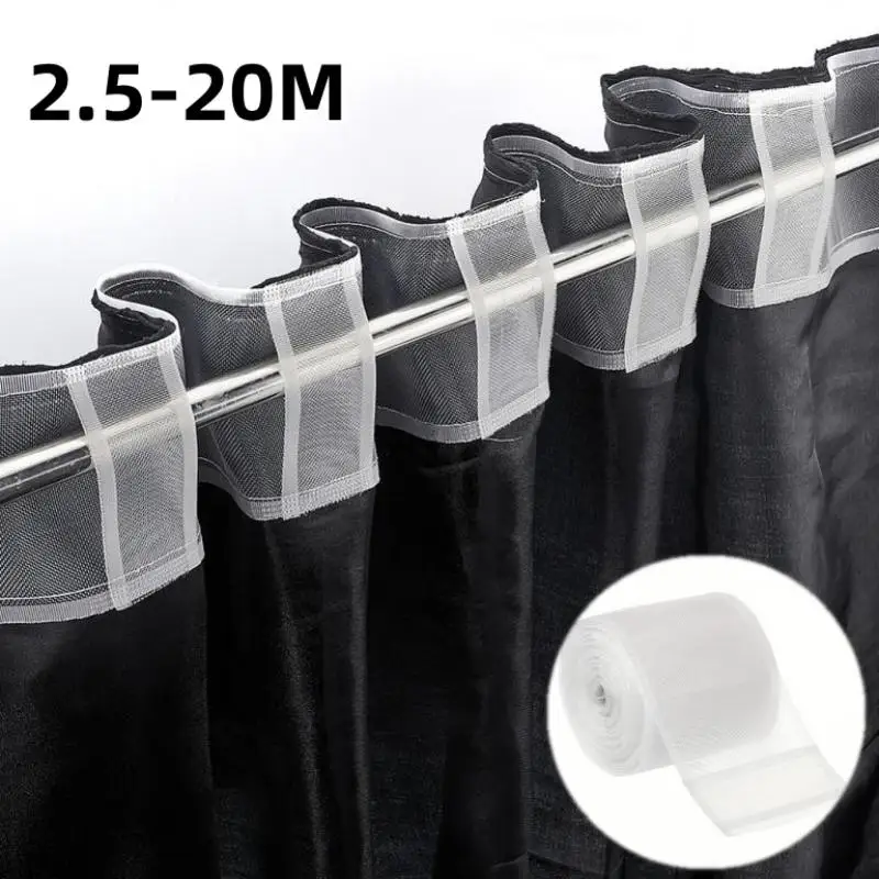 Transparent Pleated Curtain Tape Nylon Folding Tape Reinforced Hanging Strips White Flat Style For Hooking Curtains And Home DI
