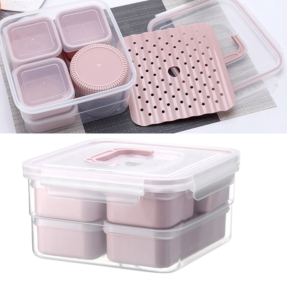 

6pcs Food Kitchen Crisper Containers Leak Proof Pp Material Moistureproof Crisper Organizer For Kitchen Use Pink