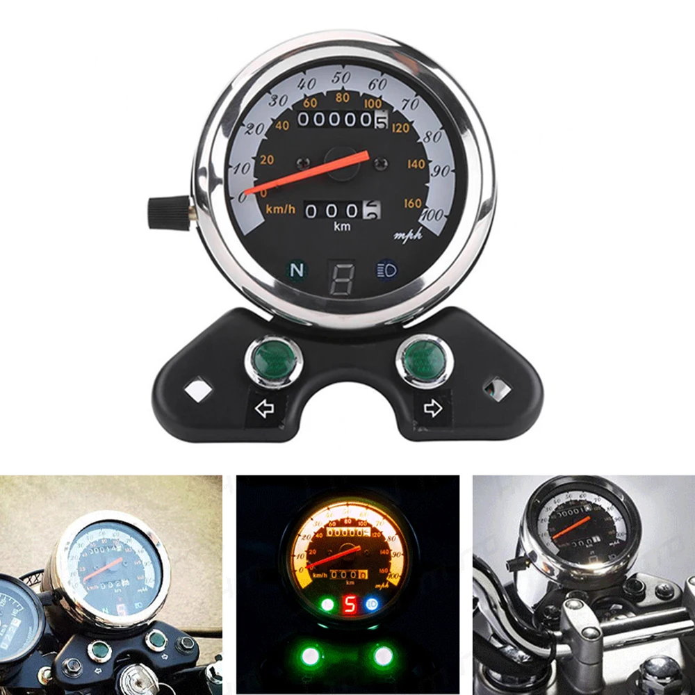 

Motorcycle Speedometer Speedometer Meter Universal Motorcycle Dual Odometer Speedometer Meter Gear Digital Display