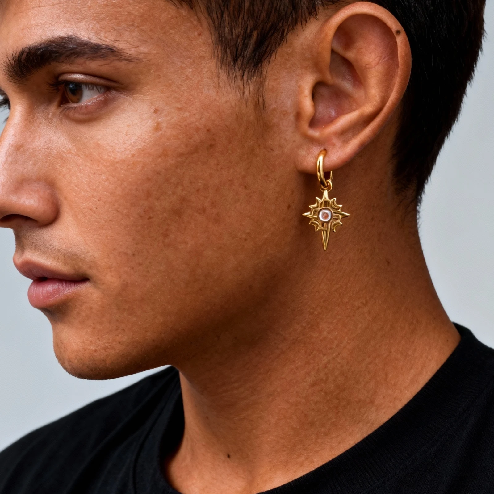 Moonstone Celtic Knot Earrings for Men Boys,Stainless Steel Hoop Earrings,Punk Hip Hop Rock Rap Cool Jewelry Accessories Gifts
