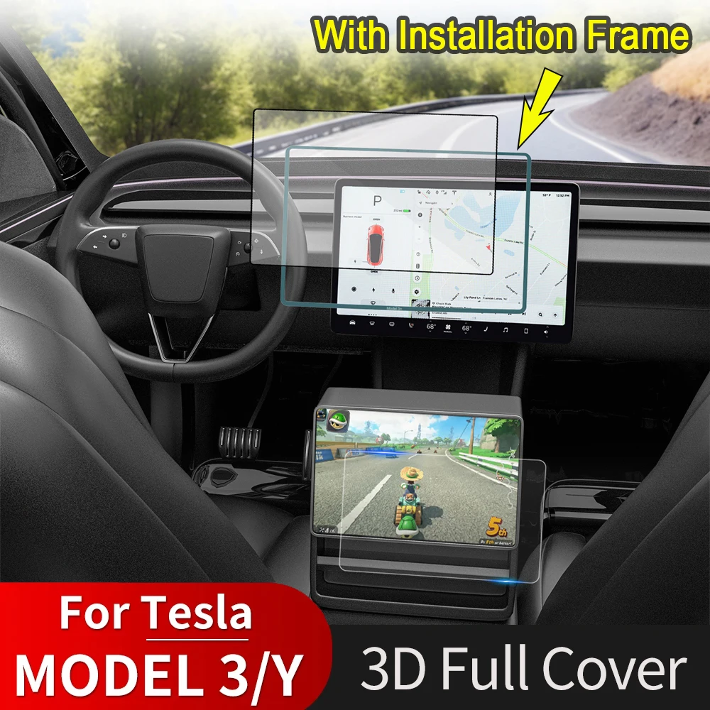 

Полное покрытие из закаленного стекла, защитная пленка для Tesla Model Y Juniper Model 3 Highland 2025, задний центральный экран управления, защитный экран