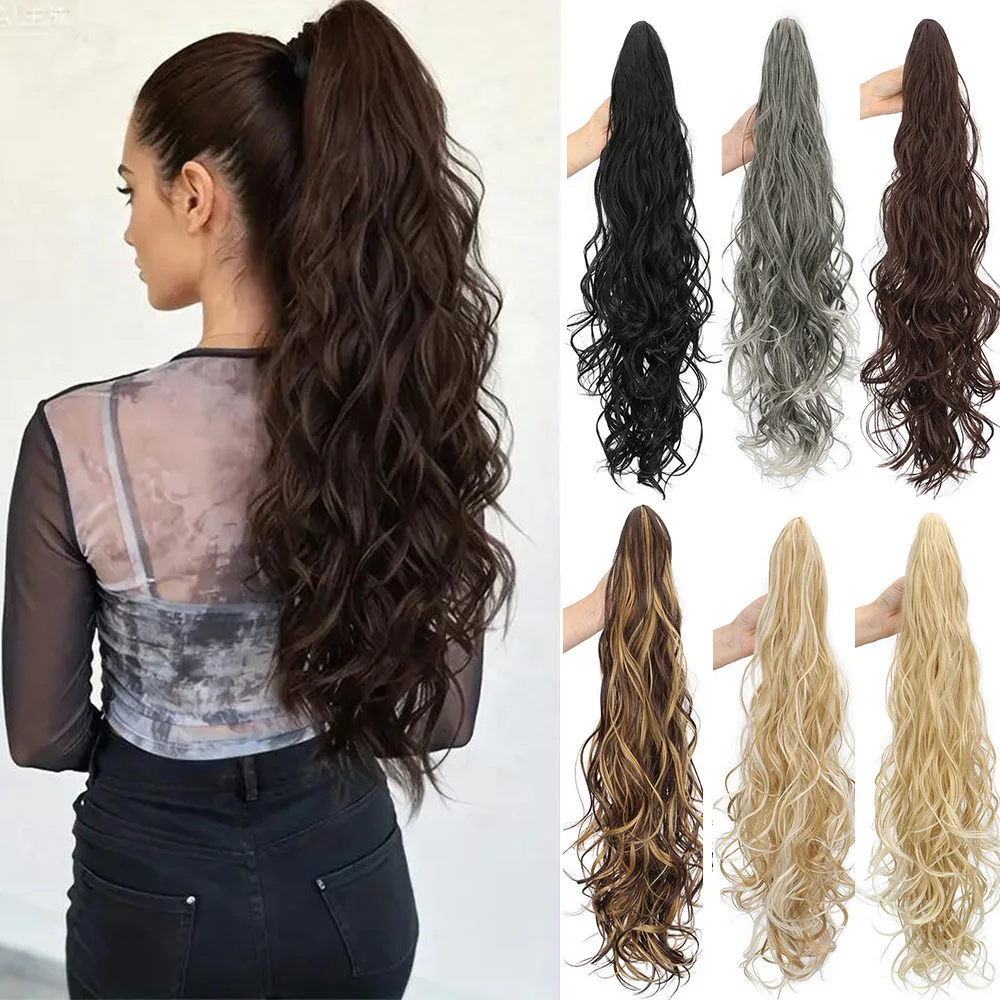 

Synthetic Claw Clip Ponytail Wig for Women, Voluminous Long Wavy High Ponytail, Natural-Looking Curly Hairpiece, Cosplay Daily