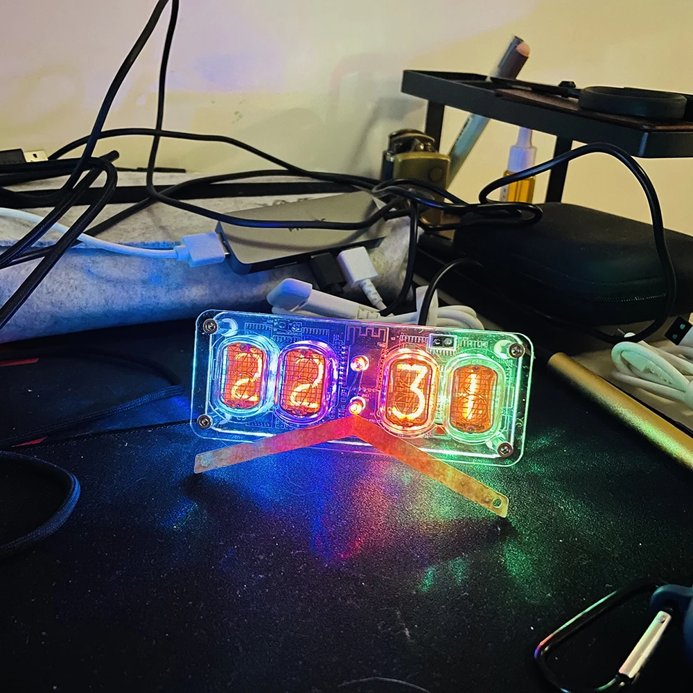 RGB 4-cyfrowy w-12 Nixie Glow Tube zegar IN12 z podświetleniem LED WIFI auto-kalibracja czas typ C 5V