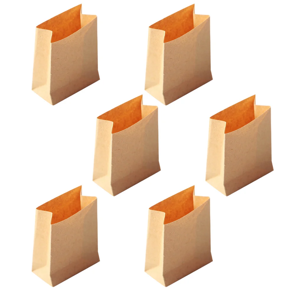 

6 Pcs Dollhouse Paper Bag Miniature Props Baking Bags Photography Bread Wrapping