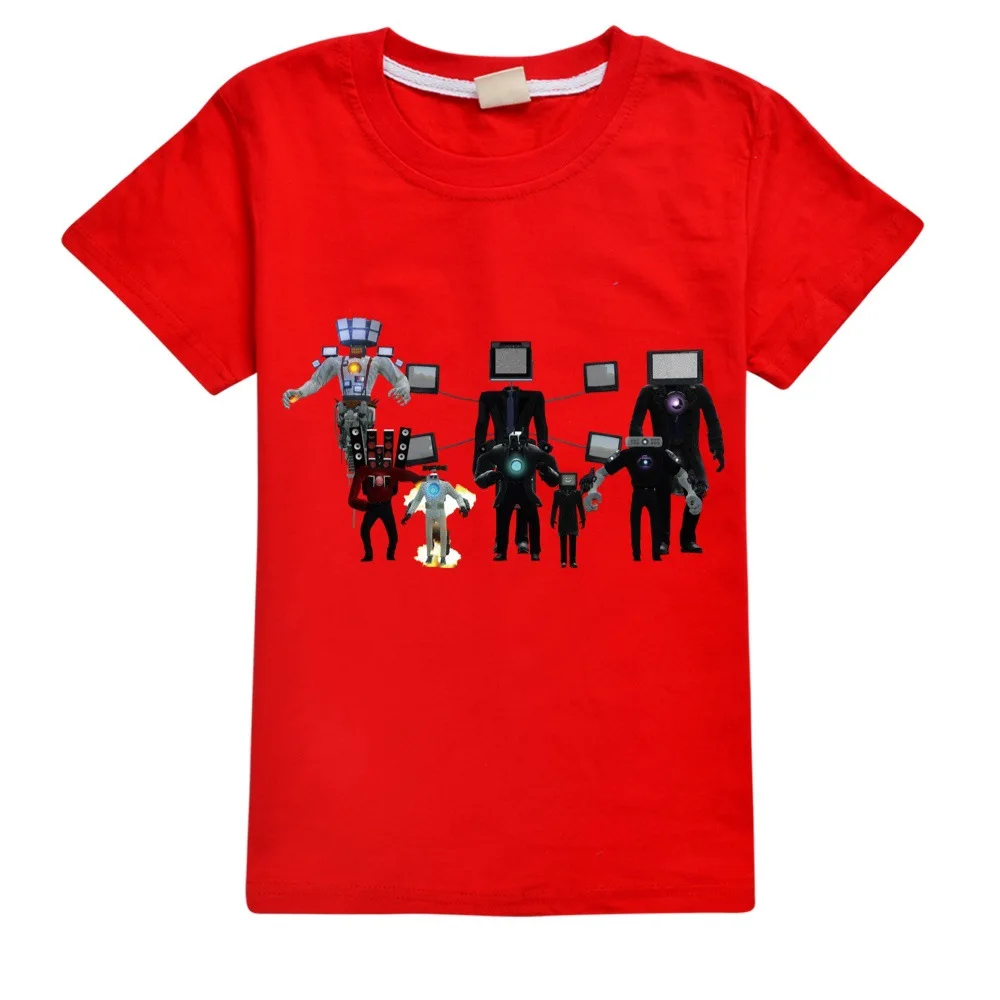 T-shirt de manga curta estampada para crianças, tops casuais, streetwear para meninas e meninos adolescentes, Game Skibidi, 3D Print, verão