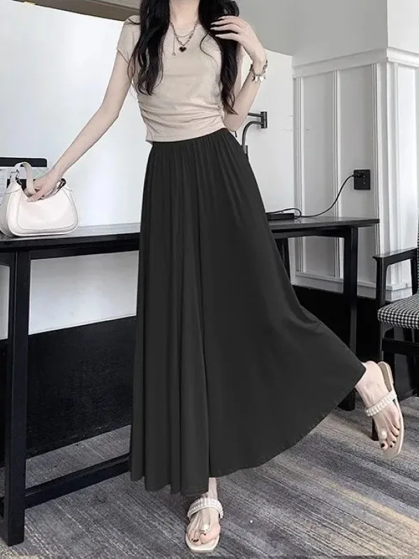 New Sagging Wide Leg Pants and Skirts Summer Thin High Waist Loose and Slim Floating Pants Small and Casual Pants for Women KPMZ