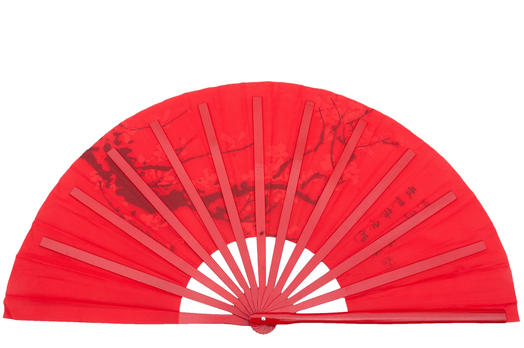 Tai Chi Fan 34cm Bamboo Chinese Kung Fu Fans High Quality Martial Arts Fan Two Hands Fans Plum Flower Pattern Red Cover