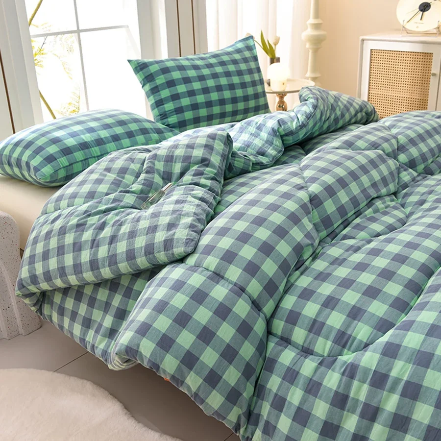 KDJEIKZ New Ultra Fluffy Warm Winter Quilted Microfiber Quilted Single Double Extra Large Four Season Quilted 220x240cm Blanket