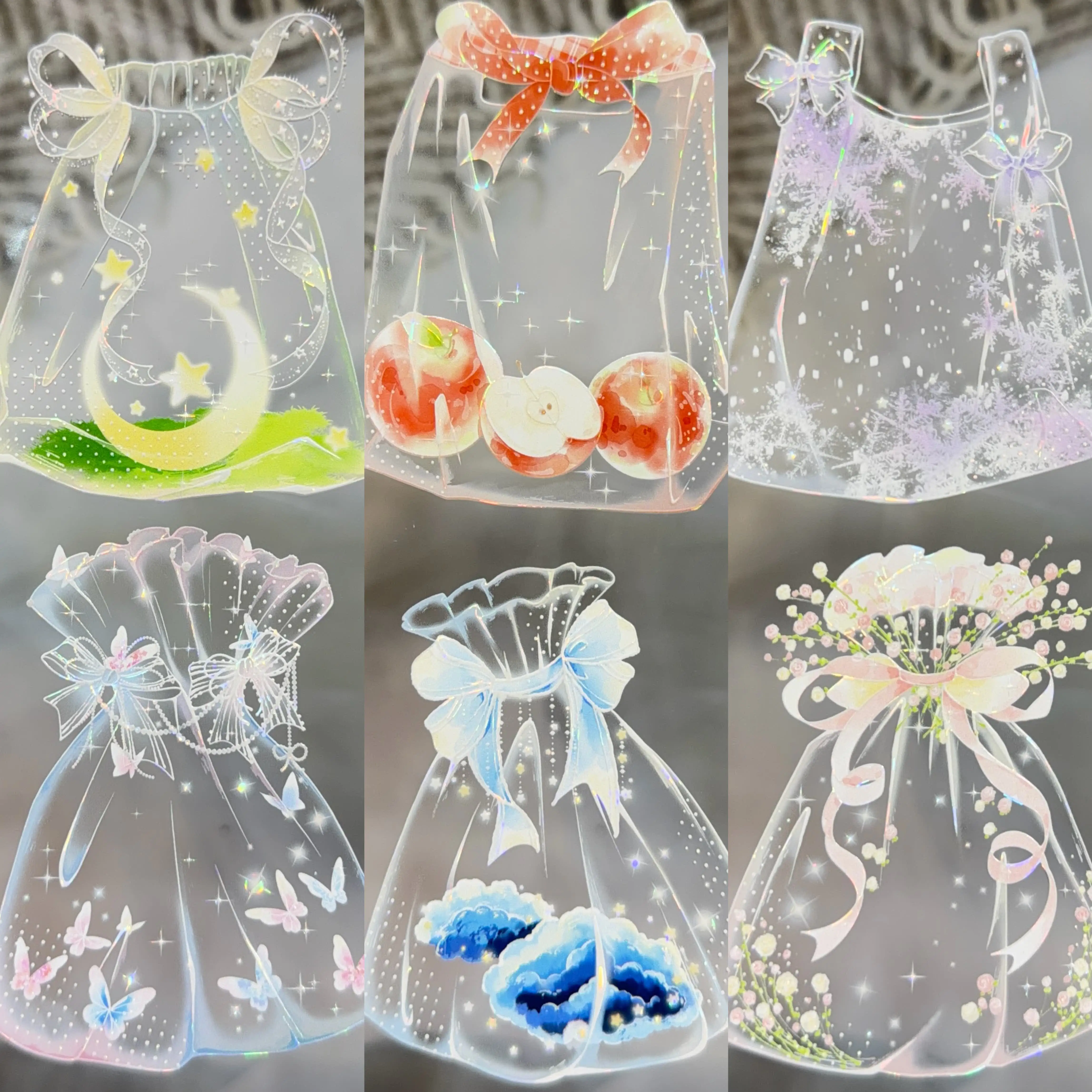 Wines Crystal Pouch Dream Record Shell Shine Washi Tape for Journaling Scrapbooking DIY Craft