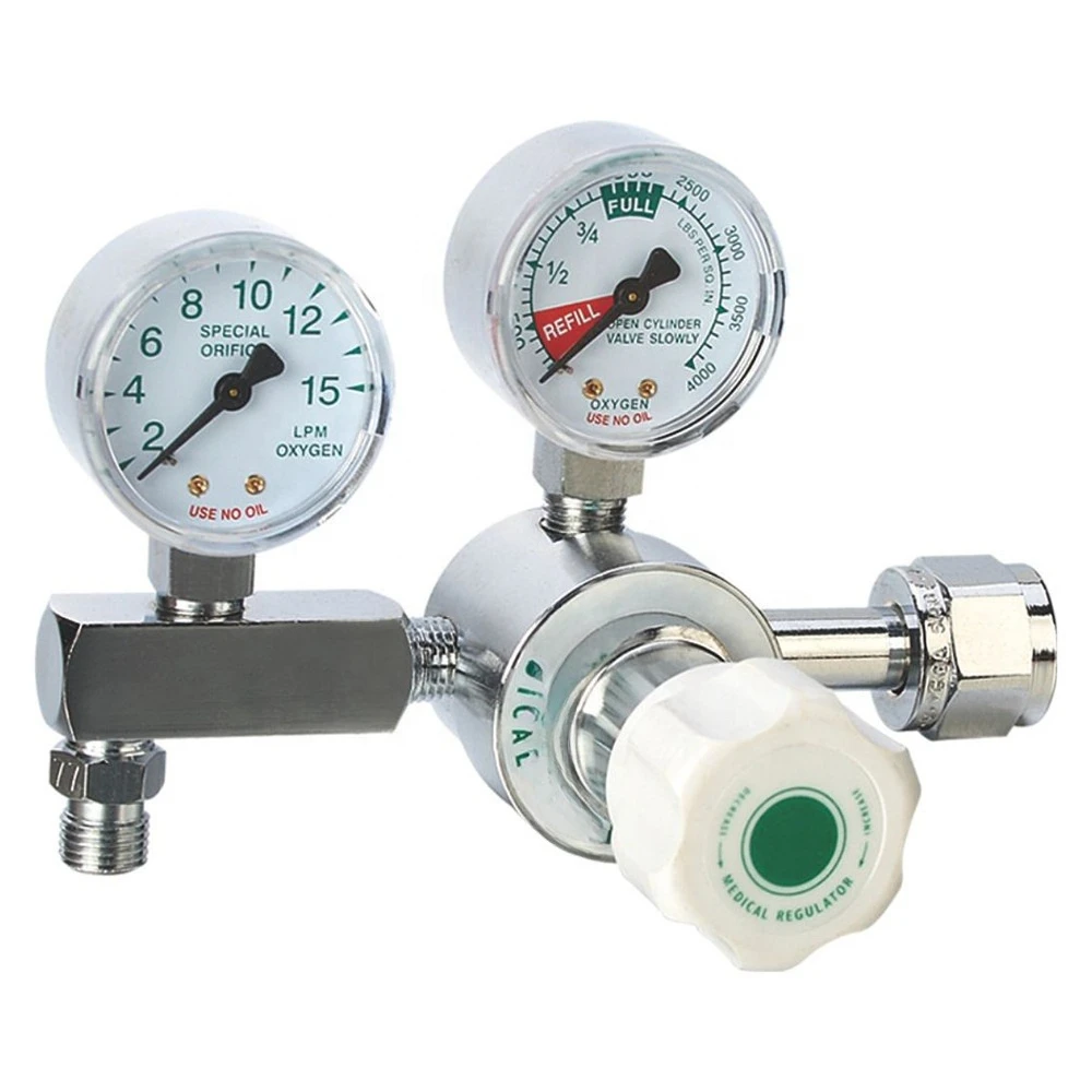 Double meter pressure reducer, connector, western medical oxygen regulator