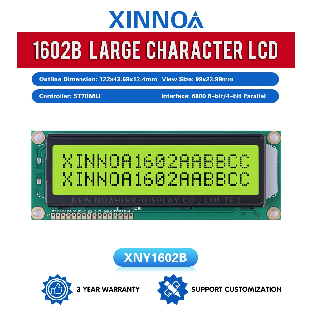 شاشة ذات شكل نقطي كبير ، فيلم أصفر وأخضر ، ST7066U ، 2X16 ، من من من من الخارج ، من من الخارج ، x 44 وشاشة LCD ، 1602B ، 16X2