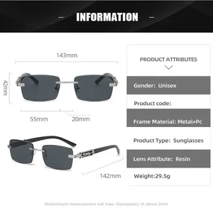 Ahşap Tahıl Ve Bacaklar Güneş Gözlüğü Bu Dekoratif Güneş Gözlüğü Renkli Retro Çerçevesiz Kare Leopar Kafa Metal Güneş Gözlüğü Bu saat için en iyi 10 satış-no. 6