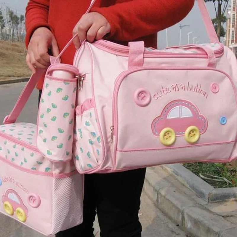 Mommy Bag Set Large Capacity Shoulder Bags Fashion Cartoon Pattern Baby Bottle Cover Multifunctional Diaper Handbags Kit