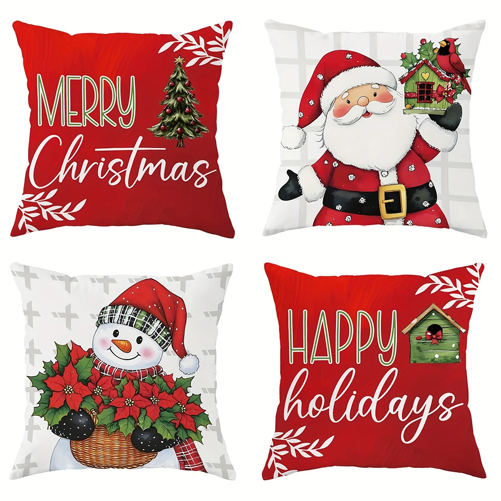 Christmas decoration pillow cover Santa Claus Snowman Merry Christmas pattern living room sofa cushion suite room decoration