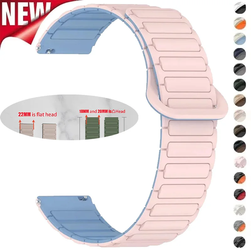 Pulseira Magnética de 18mm 20mm 22mm para Samsung Galaxy Watch 7 6 5 4 5Pro 6 4 Classic, Laço de Silicone para Huawei Watch GT6 GT5 5Pro 46mm.