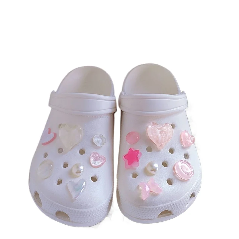 핫세일 패션 트렌드 홀 슈즈 참 DIY 핑크 러브 슈즈 버클 장식 신발 참 샌들 클로그 어린이 선물