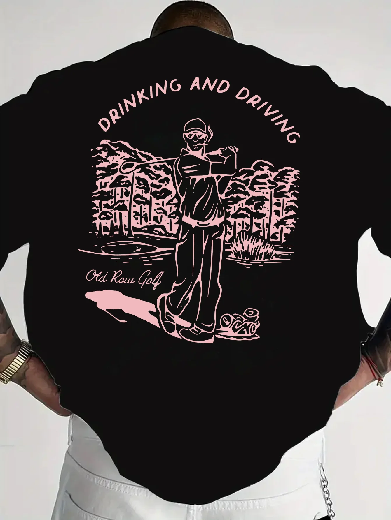 Funny Golf Drinking And Driving Graphic Back Print Tee For Men Made Of 100% Cotton Perfect For Summer Casual Streetwear view 5
