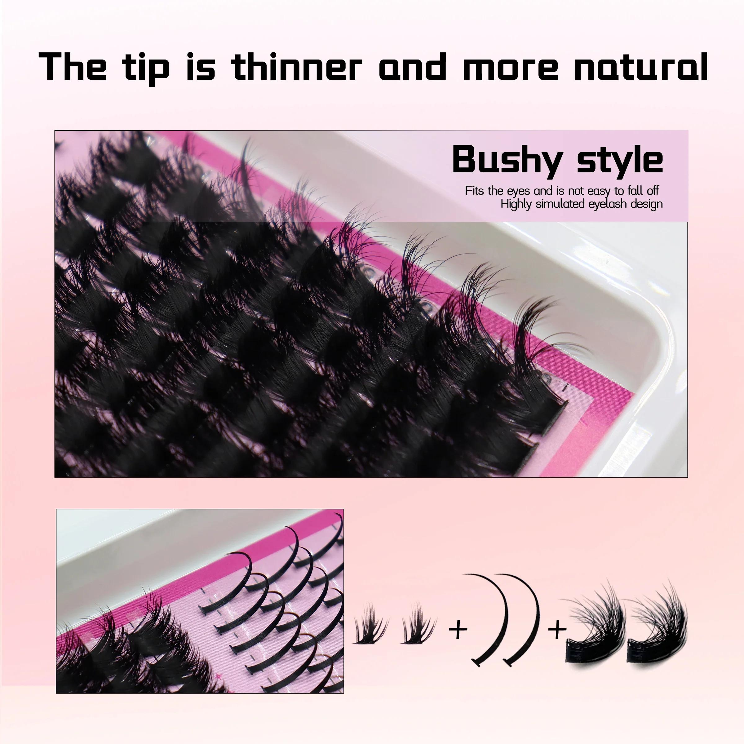 HBZGTLAD Spikes 14Rows DIY Clustered False Eyelash Mixing Set 6mm-18mm Mix D Curly Natural Fluffy Style, Dramatic Eyelashes