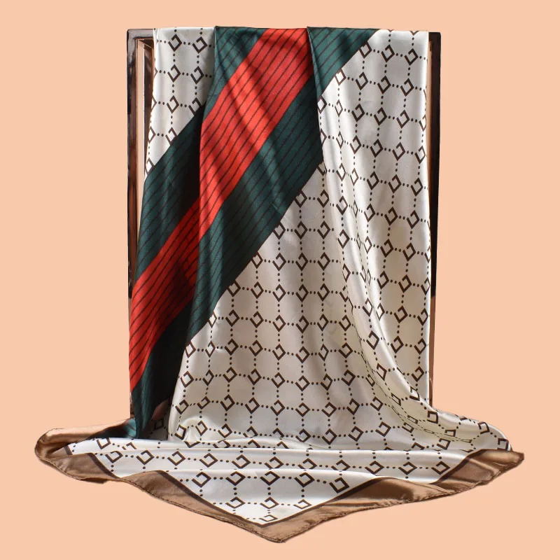 1PC Women's Summer Beach Accessory Fashion Satin Square Scarf 90*90inch Multi-use Headscarf Party Use Versatile Hair Towel image 5