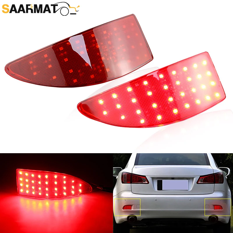 

2PCS For Lexus IS 250 350 XE20 2006-2013 & IS 250 220d 2005-2014 Rear Bumper Reflector Red LED Tail Brake Stop Light Accessories