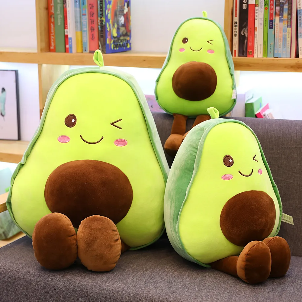 Muñeco de peluche de fruta Kawaii de 30CM, juguete de peluche de aguacate suave y cómodo, adornos de decoración para sala de estar, regalos de cumpleaños