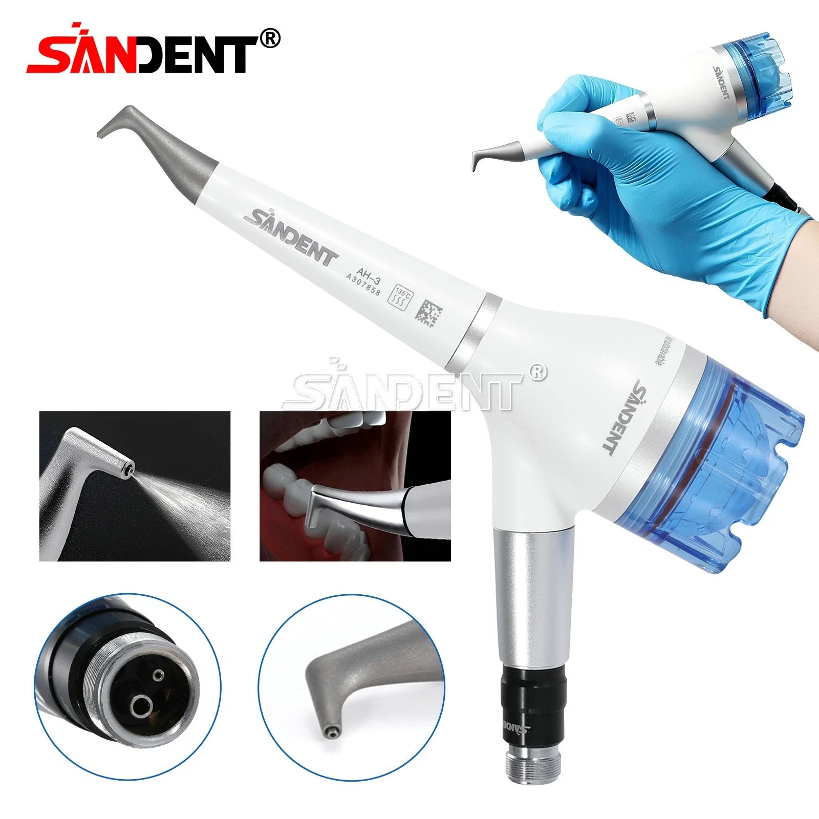 

Dental Teeth Polishing Handpiece Gun Whitening Spary Polisher Prophy AIR-FLOW Handy Compatible 4 Holes/2 Holes Quick connector