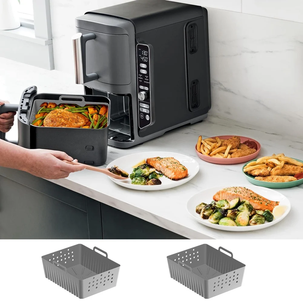 A59E-2 قطعة بطانات سيليكون للمقلاة الهوائية للنينجا SL400UK/SL401 سلة مقلاة هوائية قابلة لإعادة الاستخدام ملحقات وعاء المقلاة الهوائية