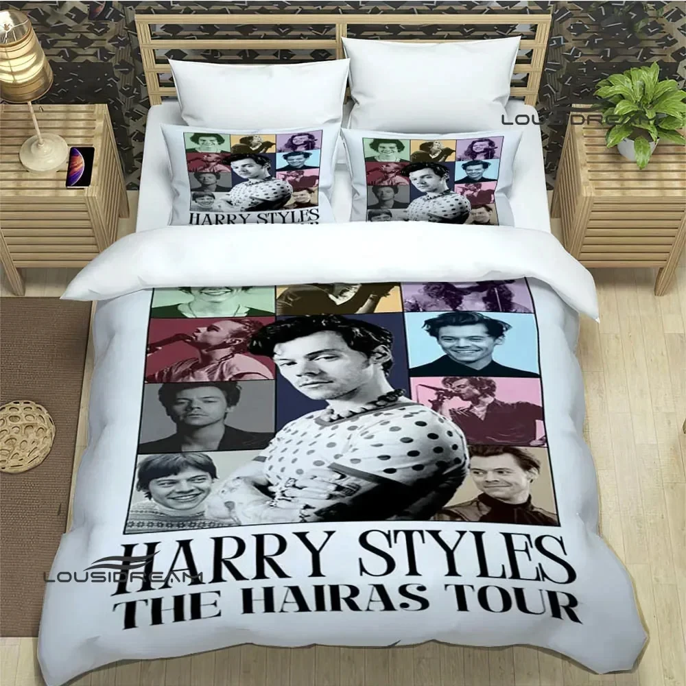 Singer H-Harry-Styles Bedding Set,Duvet Cover Comforter Bed Set Quilt Cover Pillowcase,King Queen Twin Size Boys Girls Adults