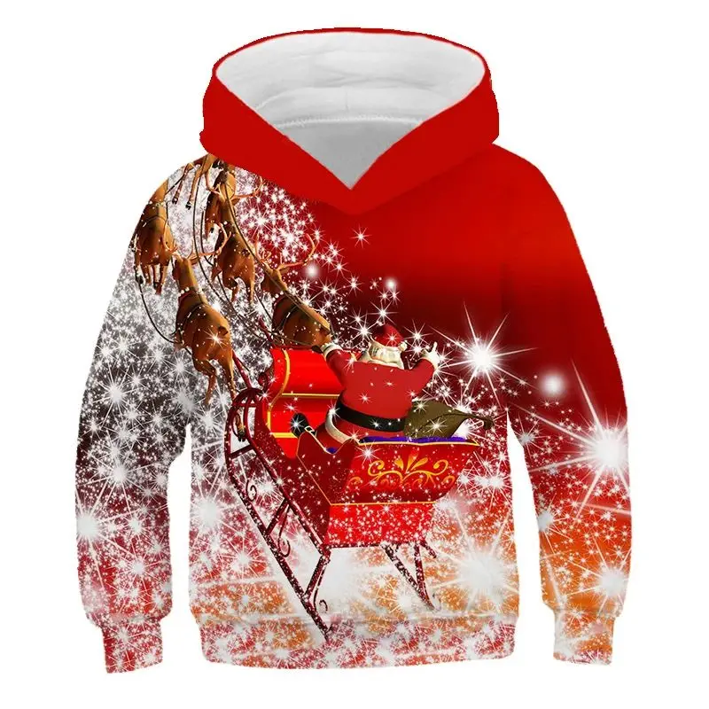 Men Spring New Year Christmas Santa Fun 3d Printed Hoodie Fashion Casual Loose Comfortable Breathable Plus Size Popular Jumper