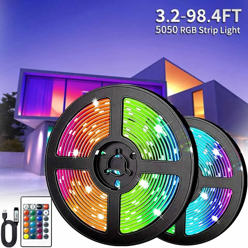 LED RGB Light Strip 5M 10M 20M 30M TV Background Light Bluetooth APP Control USB Game Room Family Party Decorative Strip Light