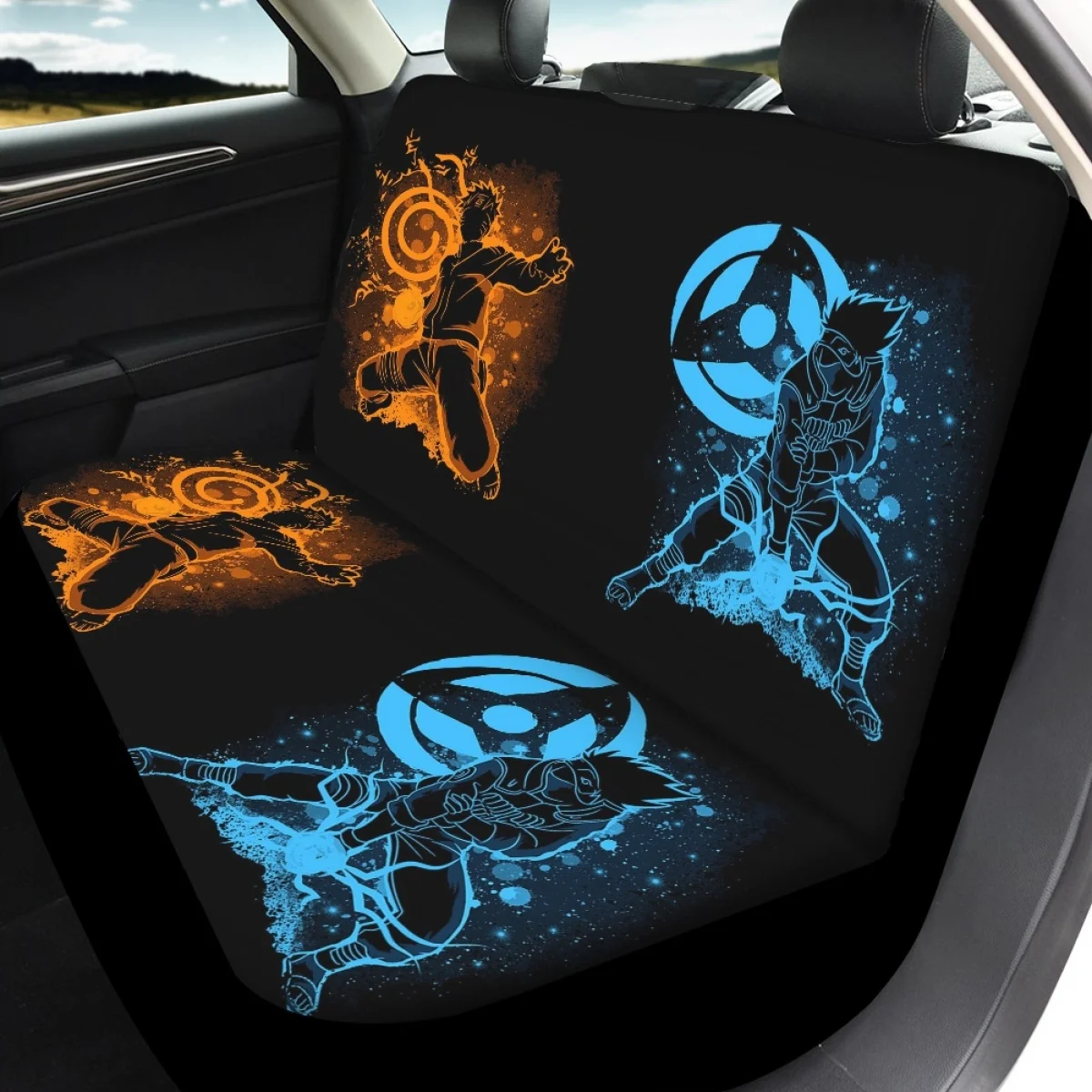 なると Anime Print Full Set Vehicle Seat Cover for Men Cool Non-skid Front/Back Car Seat Cover fit Most Car SUV Van Car Accessories