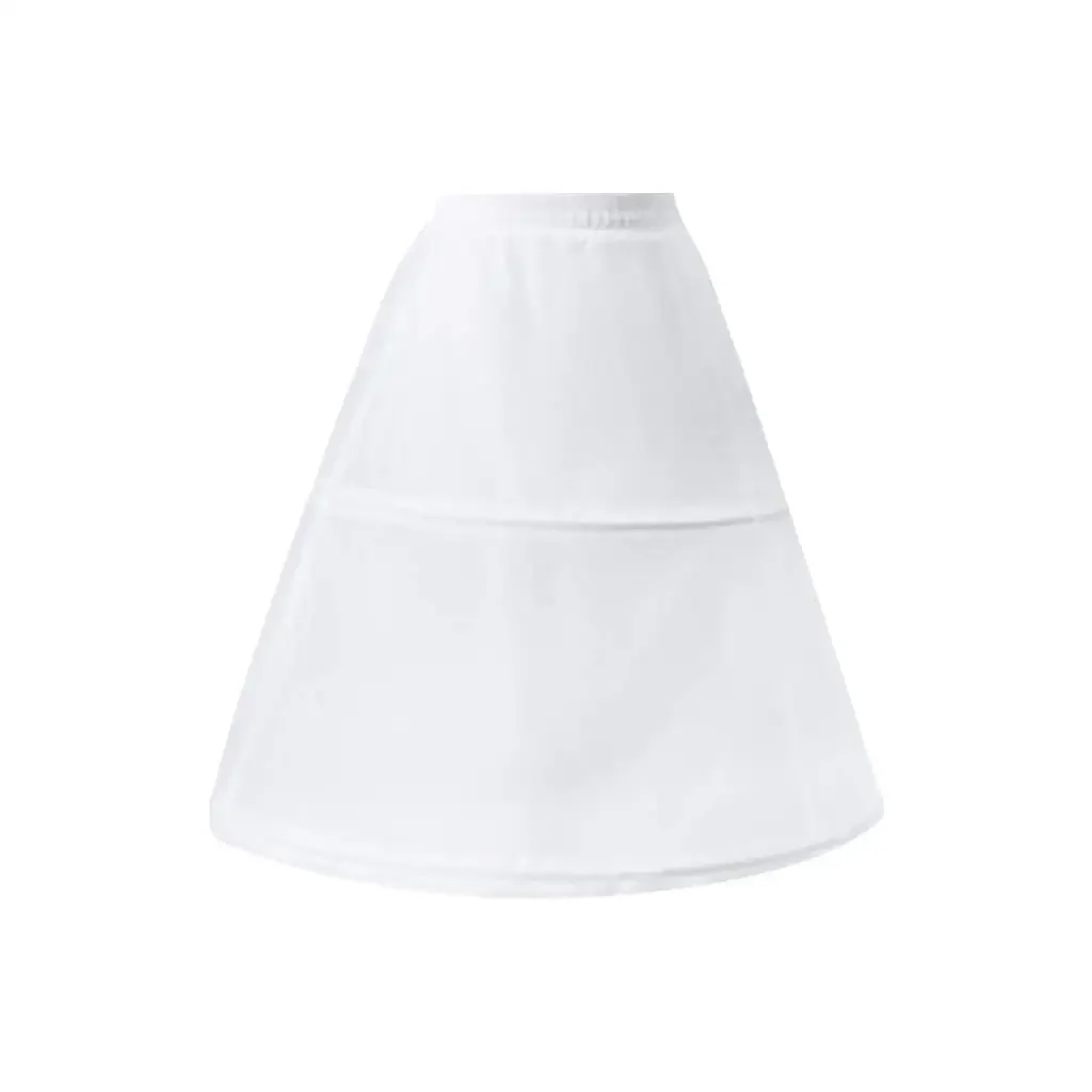 

Women Flower Girls 2 Hoops Short White Petticoat Drawstring Waistband One Layer Half Slip Crinoline Underskirt