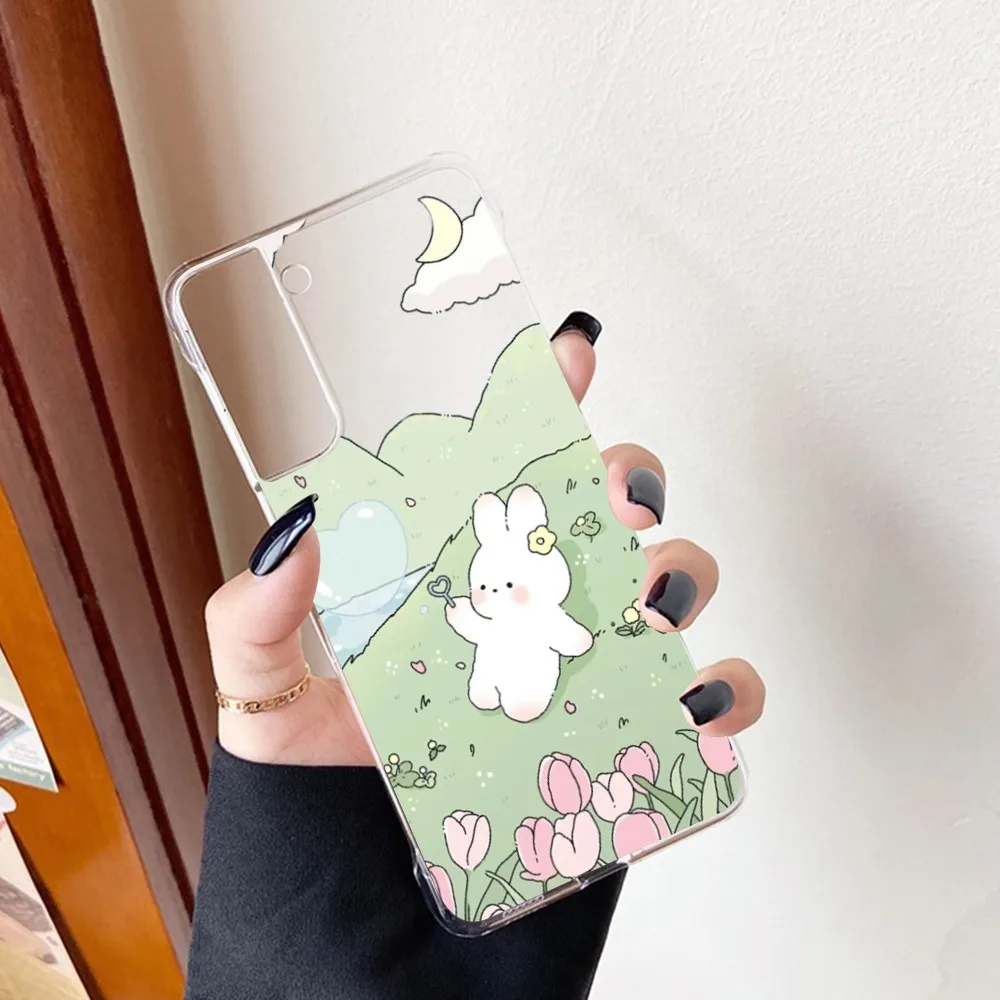 Cute rabbit Phone Case for Samsung A12 21 30 31 51 52 70 71 for Redmi8 9 10 for Honor10 70 50 Clear Case