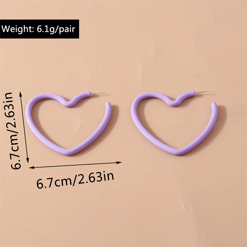 Aihua Fashion Geometrische Persönlichkeit Neon Acryl Großer Herz-Creolen-Ohrring für Damen Koreanischer Hohl-Dreieck-Stern-Ohrring Schmuck – Detail 2