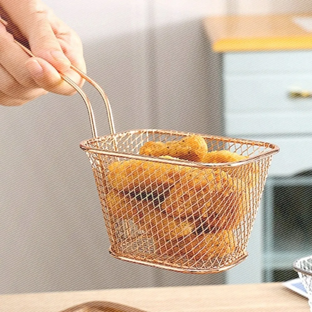 Snack Fried Net Basket French Fries Oil-Proof Drain Frying Basket Fried Chicken Snacks Food Basket Oil Drainage Network Filter