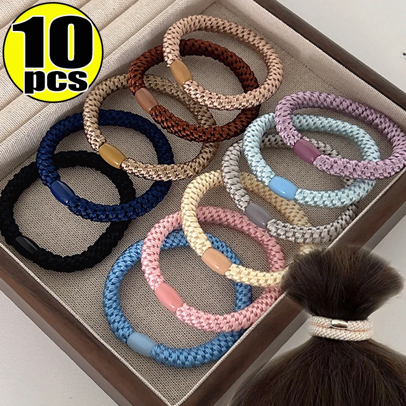 5/10pcs High Elasticity Hair Ties Rope Scrunchies for Women Men Mixed Colors No Damage Ponytail Holder Daily Hair Accessories